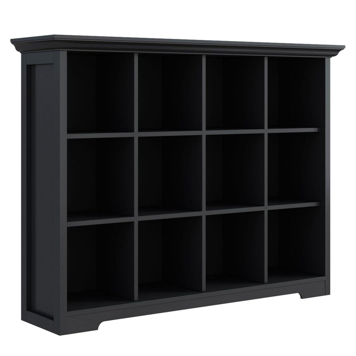 OSCHF 12-Fächer Bücherregal mit Sockel – Modernes Holzregal Schwarz