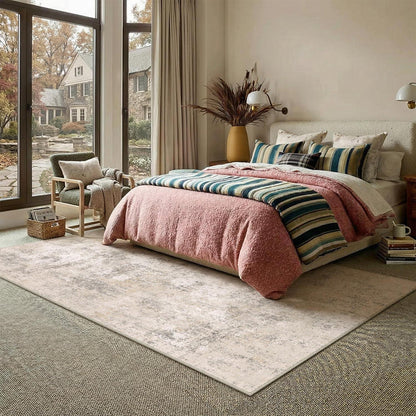 Abstrakt Wohnzimmer Teppich Creme 160x230cm Waschbar Rechteckig