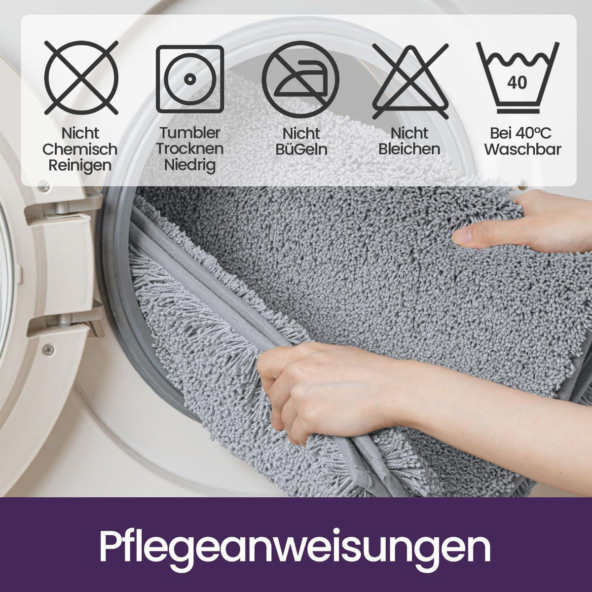 Flauschiger Badezimmerteppich 60x110 cm – Rutschfest & Saugfähig