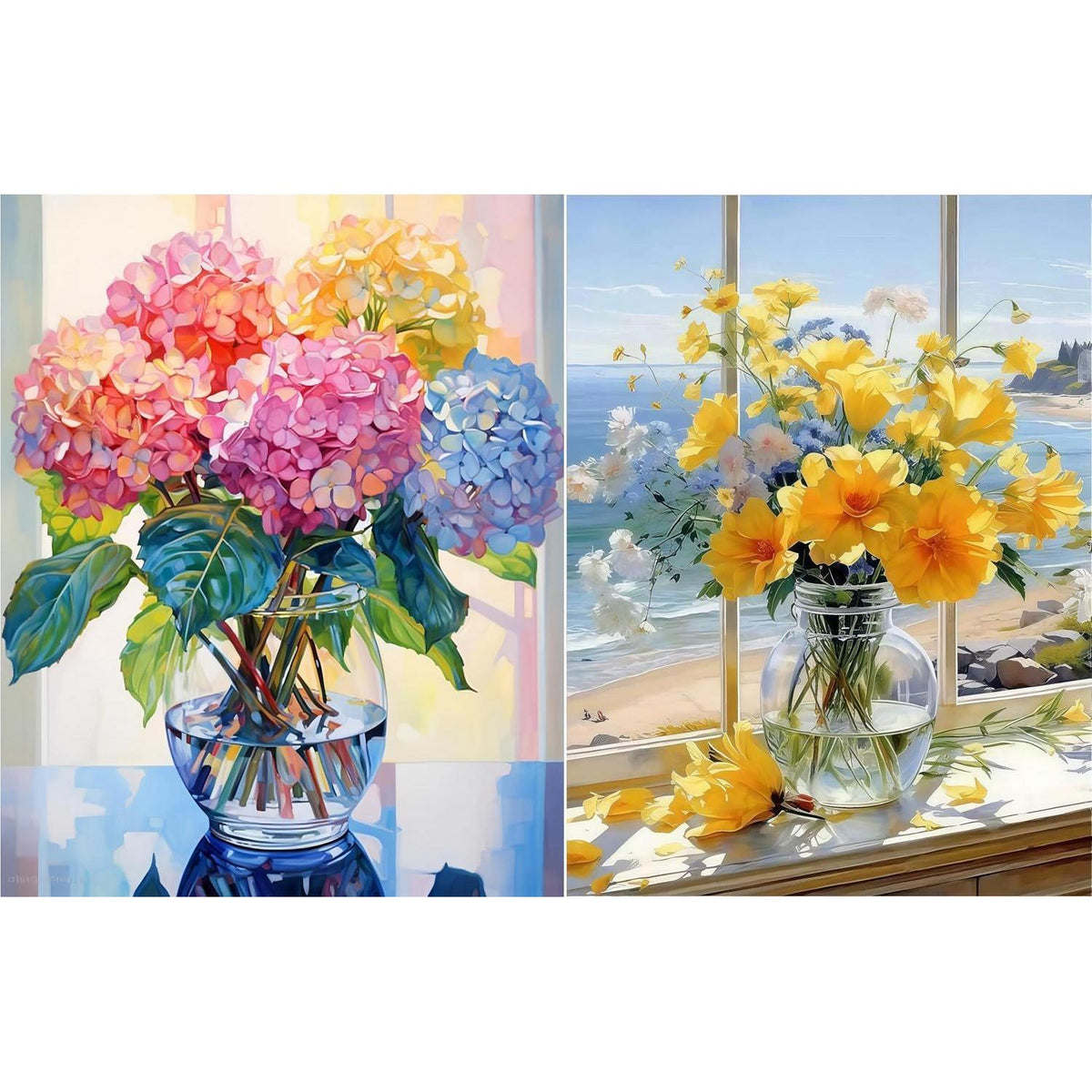 Diamant Painting 2er Set Blumen 5D Bastelset Wohnzimmer Deko