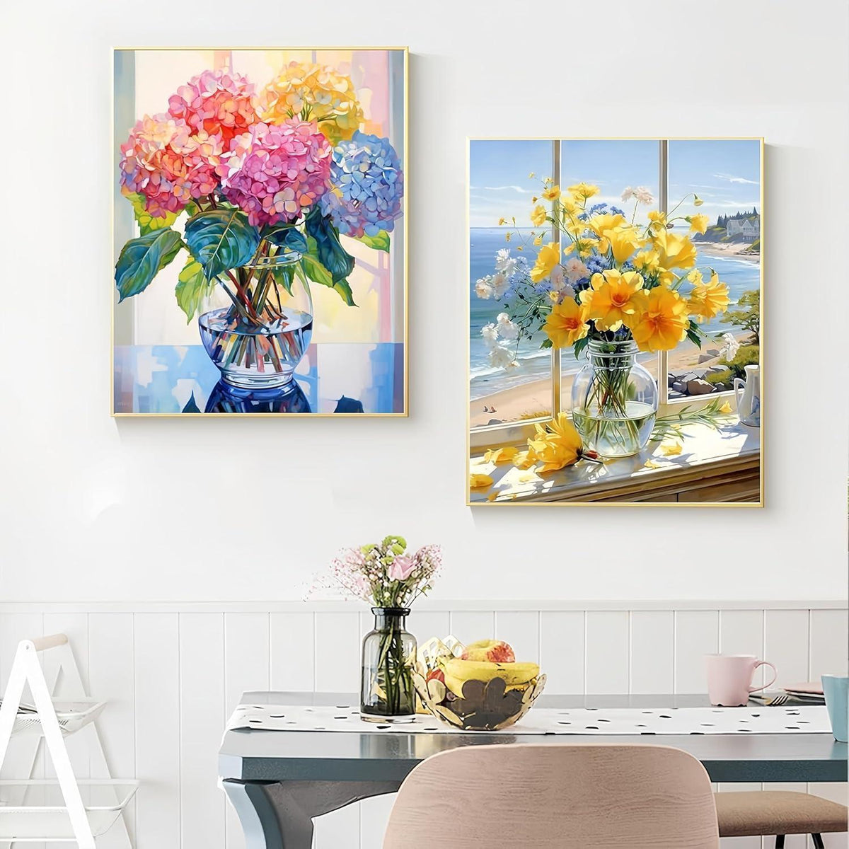 Diamant Painting 2er Set Blumen 5D Bastelset Wohnzimmer Deko