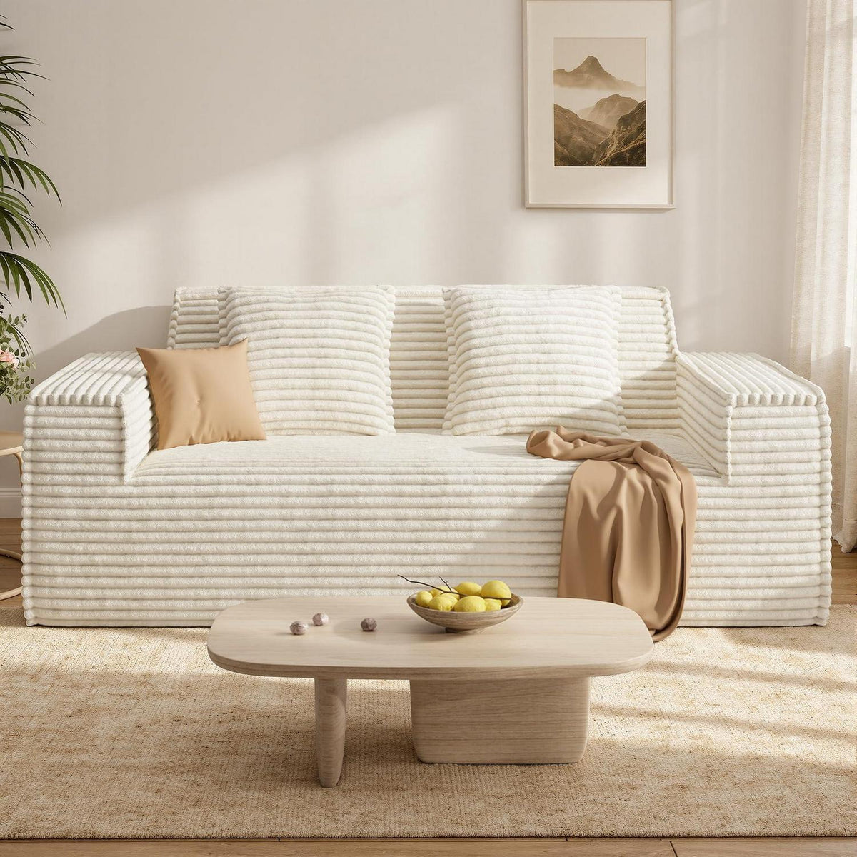 Boneless Cord Sofa mit Schlaffunktion – Modernes Wolkensofa Beige