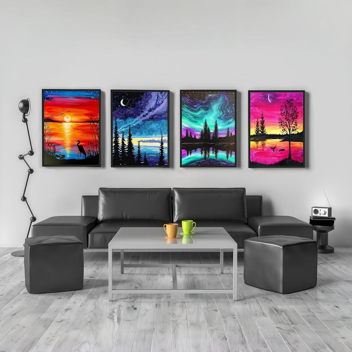 5D Diamantmalerei Set Bunter Himmel A 4er, 30x40 cm