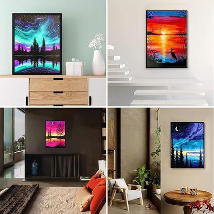 5D Diamantmalerei Set Bunter Himmel A 4er, 30x40 cm