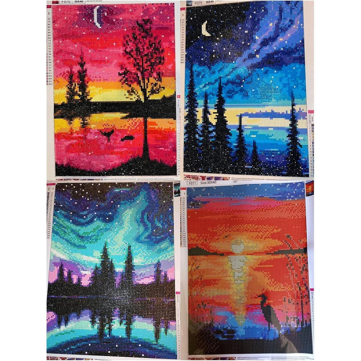 5D Diamantmalerei Set Bunter Himmel A 4er, 30x40 cm