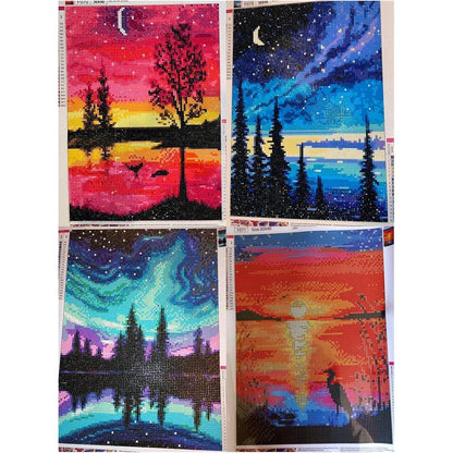 5D Diamantmalerei Set Bunter Himmel A 4er, 30x40 cm