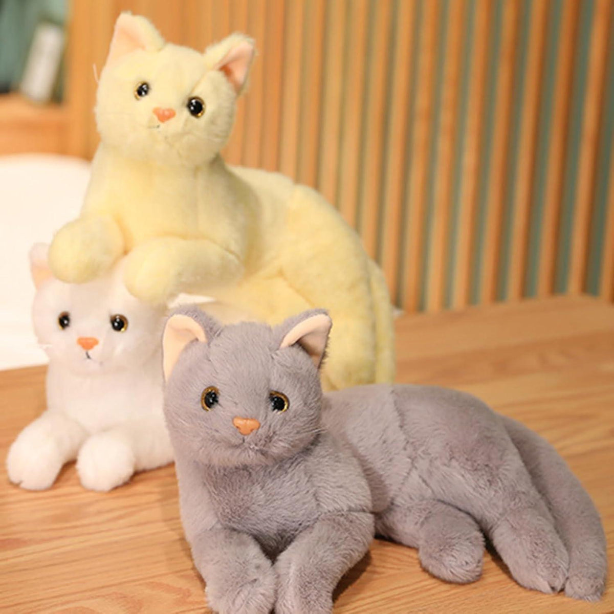 Lebensechte Katze Kuscheltier - 30/36cm Plüschkatze Grau