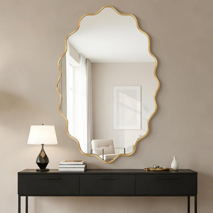 Wavy Ovaler Wandspiegel mit Aluminiumrahmen – 90x60 cm