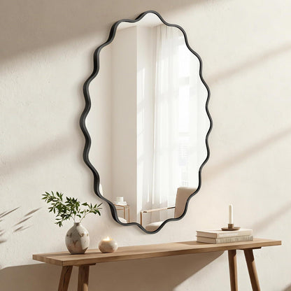 Wavy Ovaler Wandspiegel mit Aluminiumrahmen – 90x60 cm
