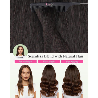 Echthaar Tape Extensions Dunkelbraun - 40cm, 50g