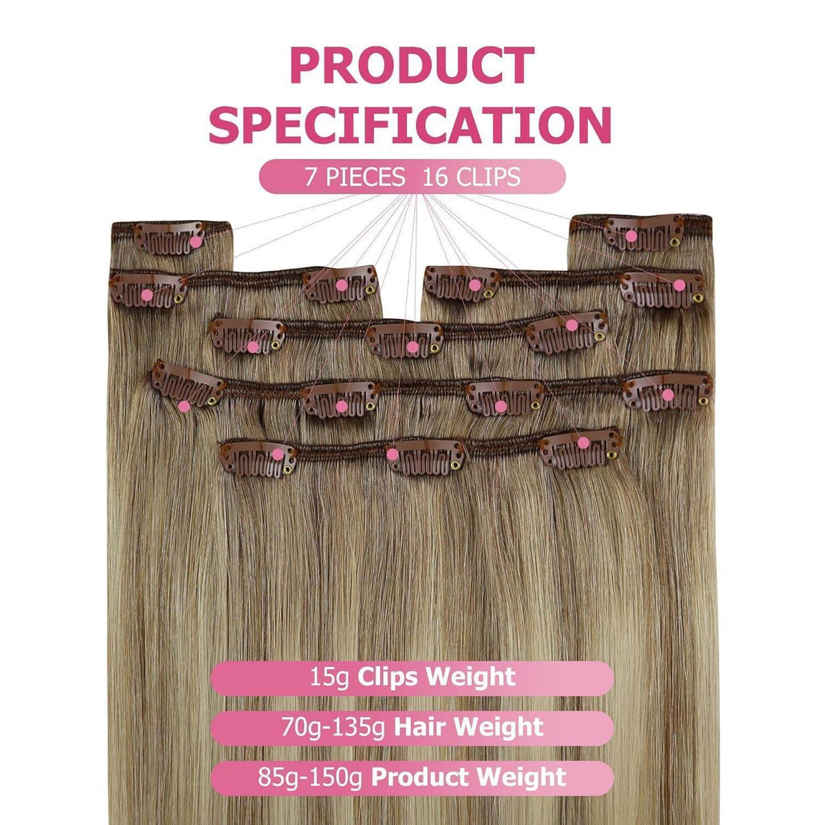 Echthaar Clip-in Extensions Ombre 50cm - Volumengeber
