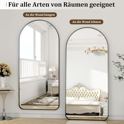 Großer Standspiegel mit Runden Ecken – Schwarz, 171x76 cm