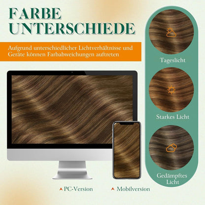 Echthaar Tape Extensions Braun Ombre 55cm - Remy Menschenhaar