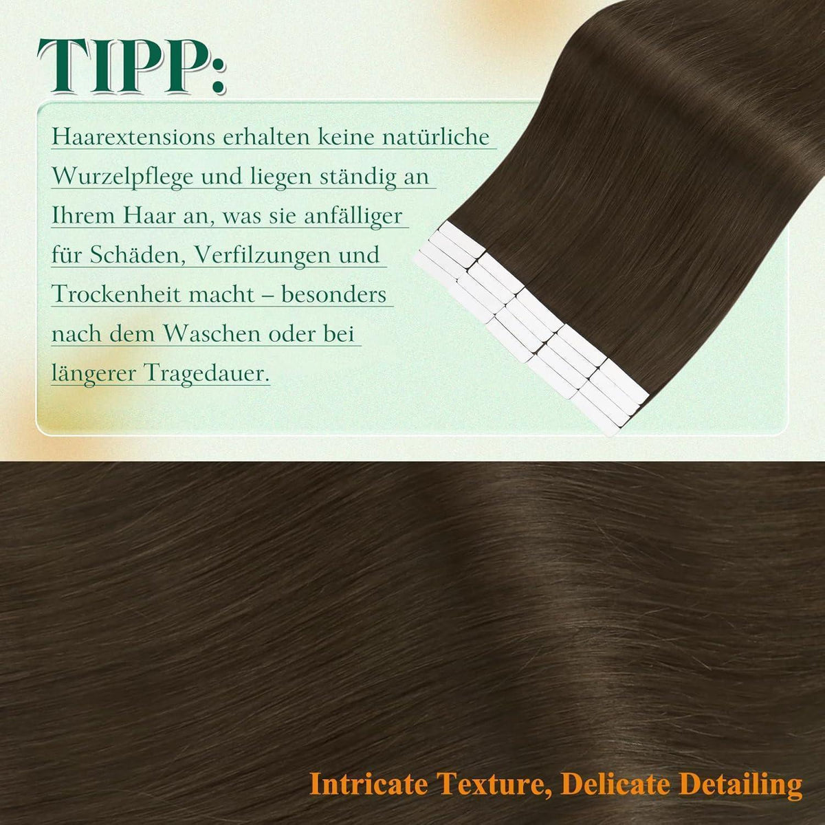 Echthaar Tape-in Extension Dunkelbraun #2 40cm