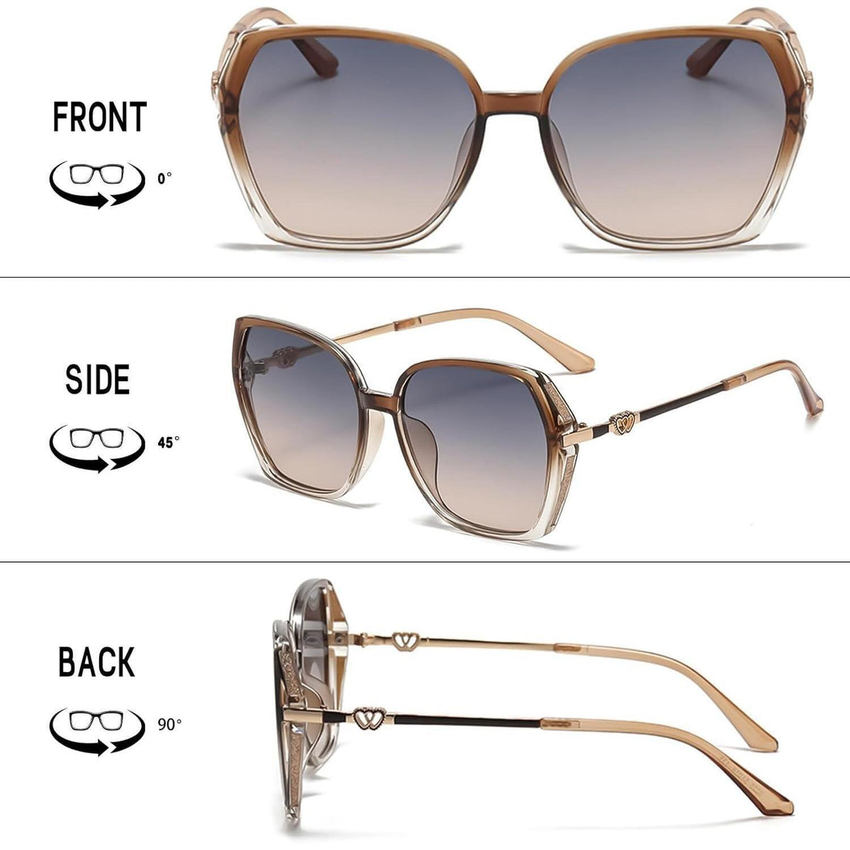 Sonnenbrille Damen Schmetterling Groß Braun 54mm UV Schutz