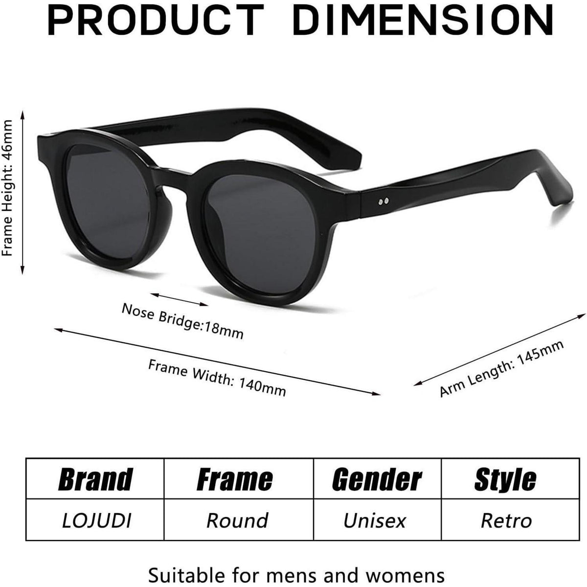 Retro Sonnenbrille Damen Herren – Runde Vintage Brille mit UV Schutz