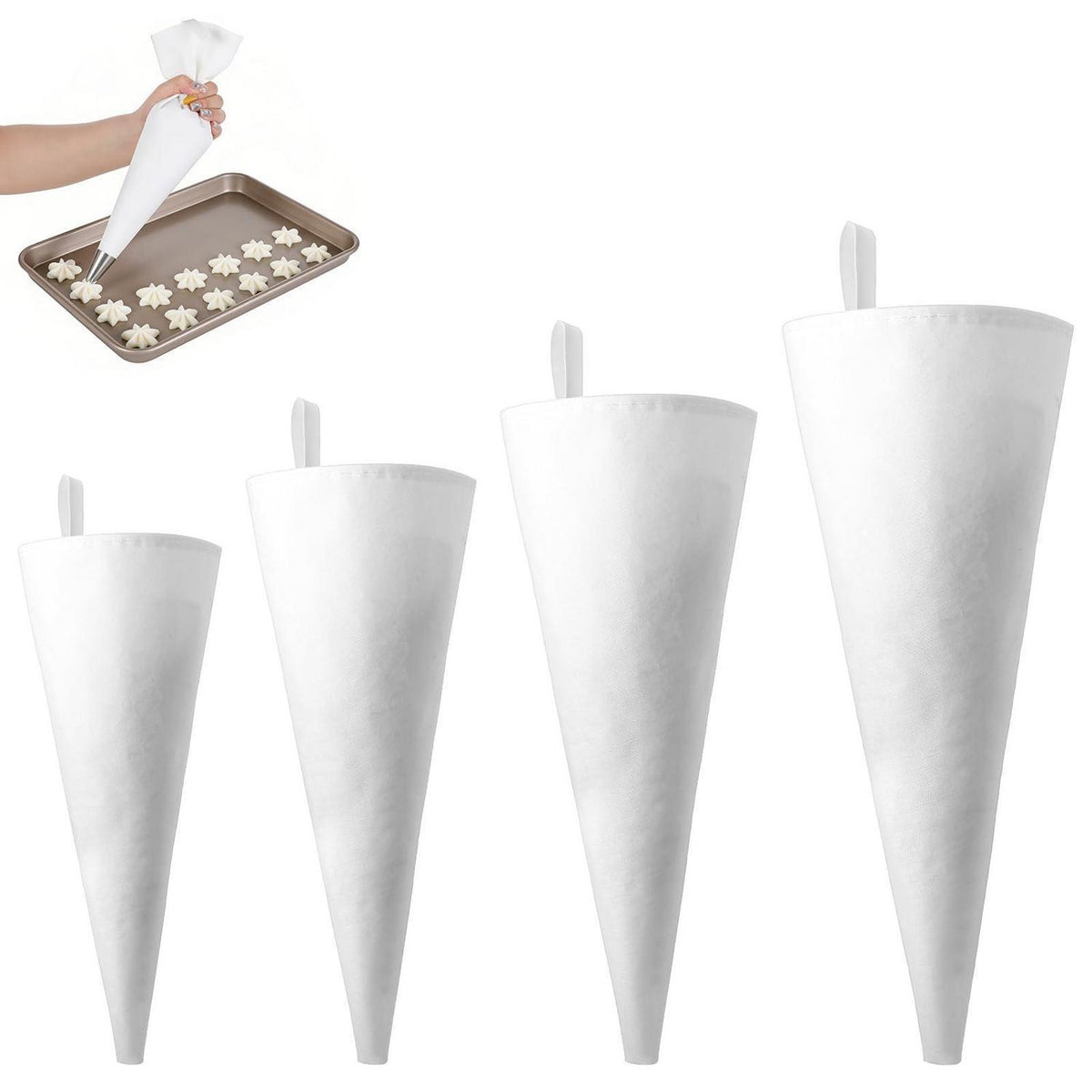 Baumwoll Spritzbeutel Set – 4 Größen für Kuchen & Torten