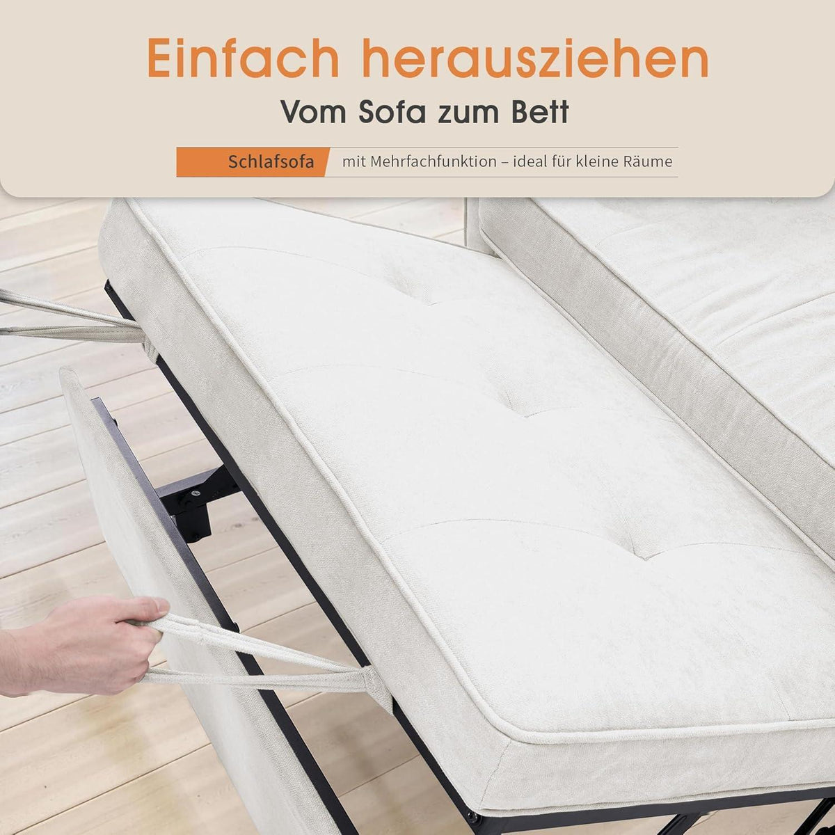 Schlafsofa 186x122cm – Verstellbare Schlafcouch mit Kissen & Tasche