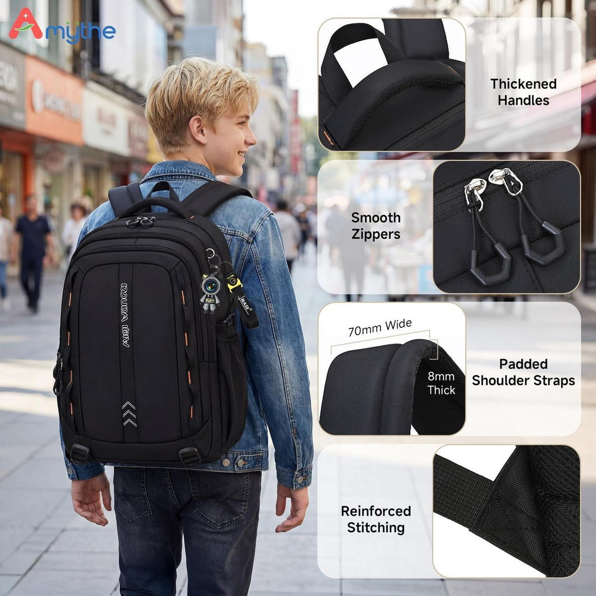 Schulrucksack Jungen Teenager – Wasserdicht & Trolley-Kompatibel