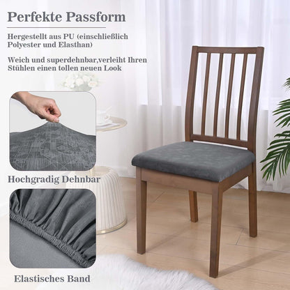 Stretch Stuhlhussen Set Grau – Abnehmbar & Waschbar