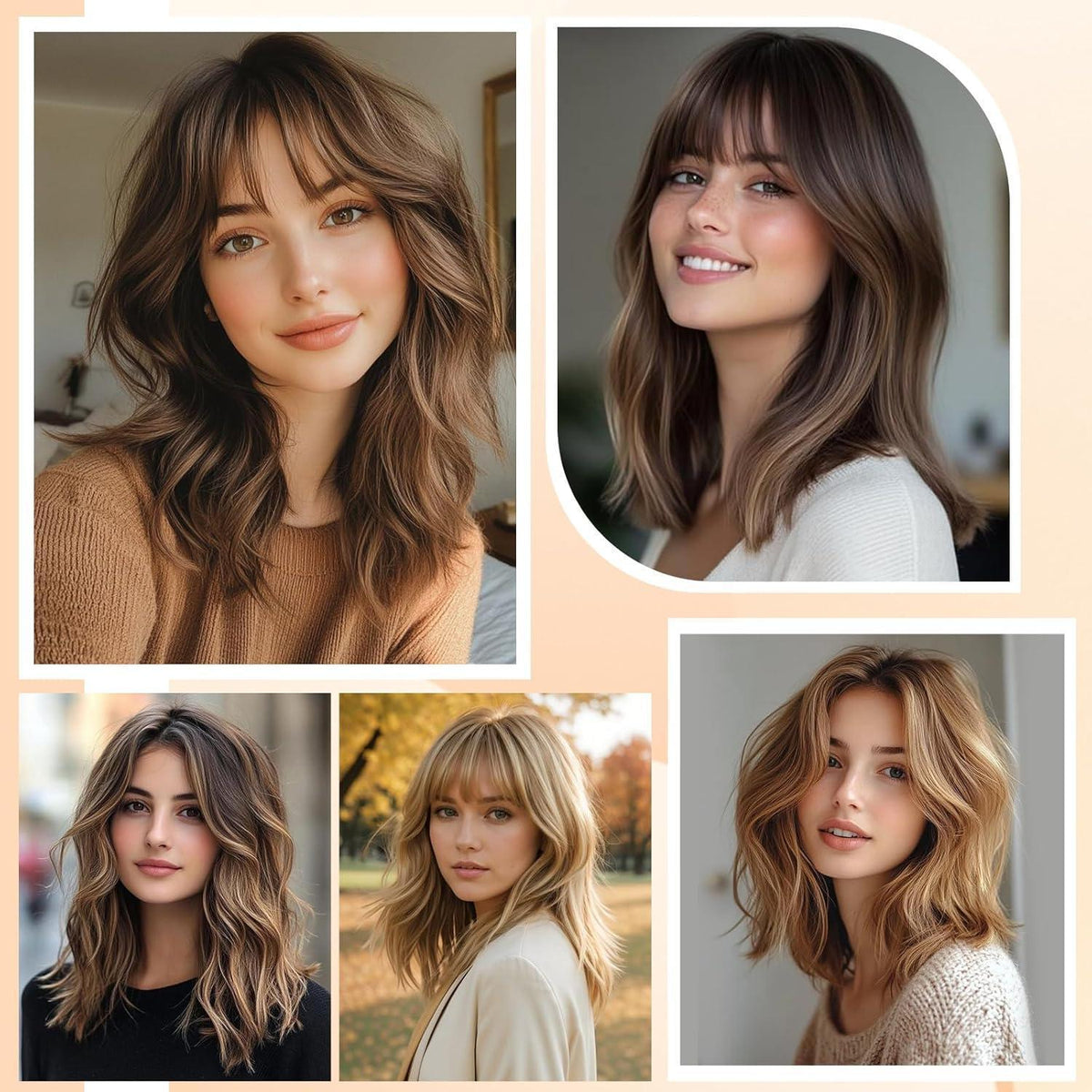 Haartopper Damen Echthaar Mittelbraun/Dunkelblond mit Pony