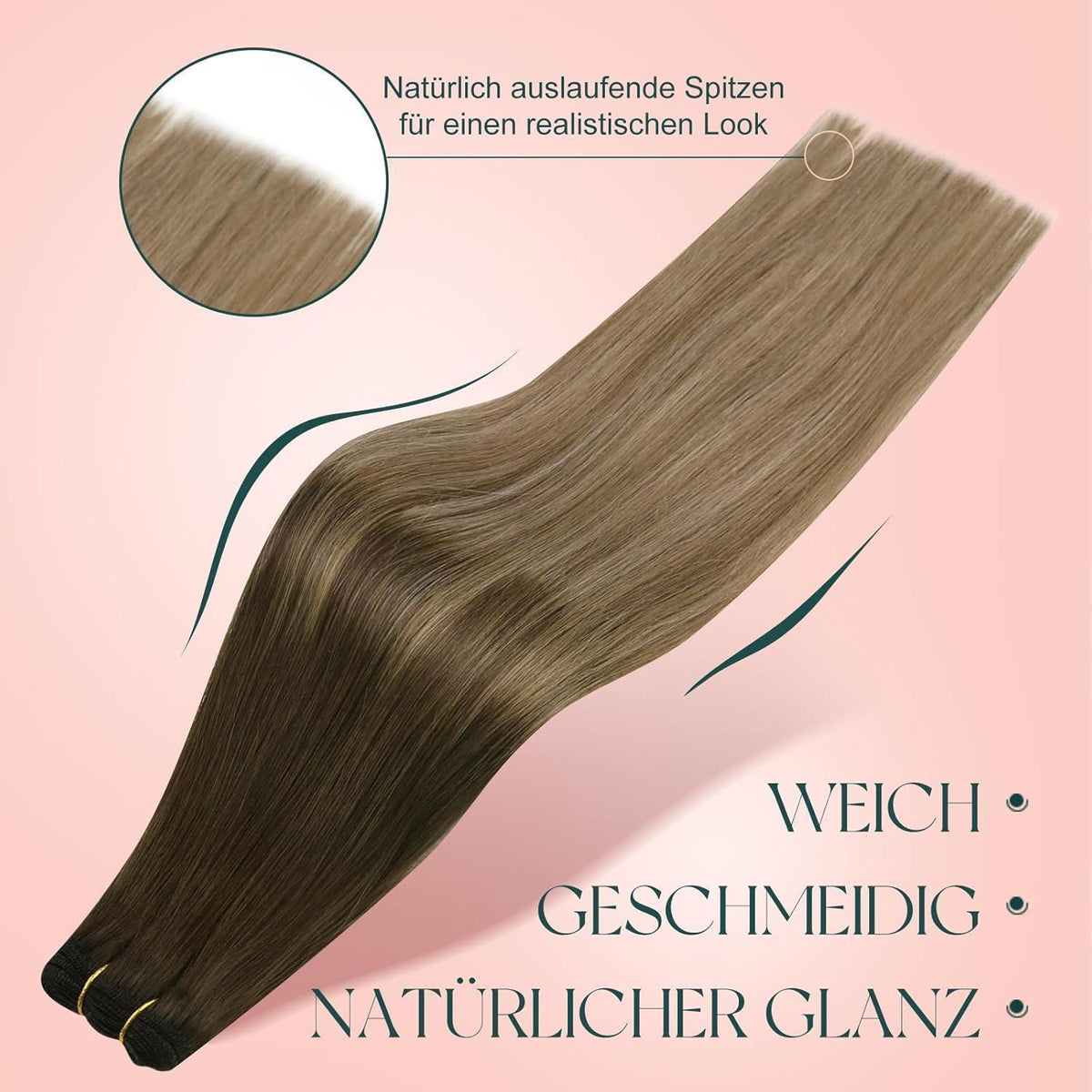 Easyouth Echthaar Tressen Ombre Blond 45cm #2/6/18