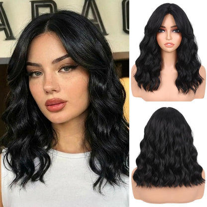 14 Zoll Schwarze Bob Perücke mit Pony – Synthetisch & Hitzebeständig