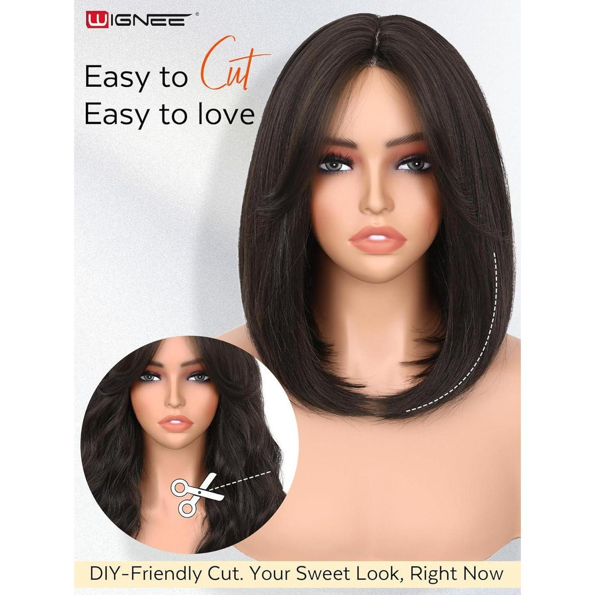 14 Zoll Schwarze Bob Perücke mit Pony – Synthetisch & Hitzebeständig
