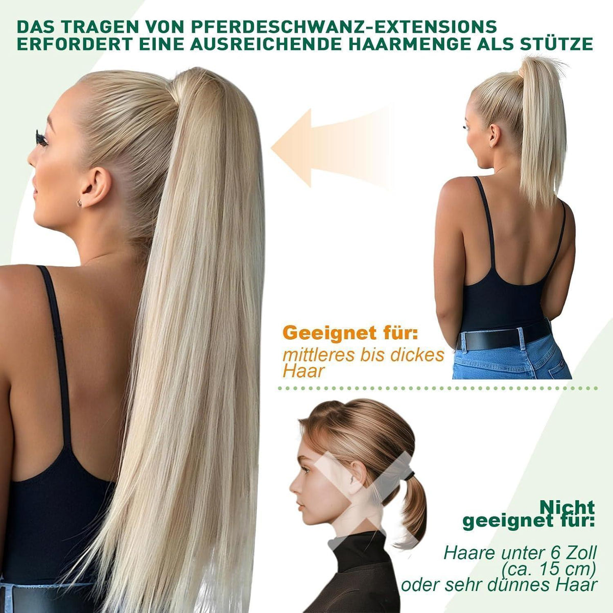 Echthaar Zopf Extension Mittelbraun mit Highlights