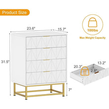 Weißes Sideboard mit 4 Schubladen, 60x40x80cm