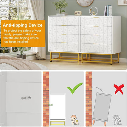 Weißes Sideboard mit 4 Schubladen, 60x40x80cm
