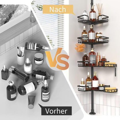 Teleskop Duschregal Eckig, Höhenverstellbar, Mattschwarz