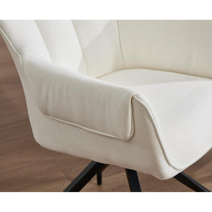 Drehbarer Esszimmerstuhl Set (2) – Beige, Chenille & Metallbeine