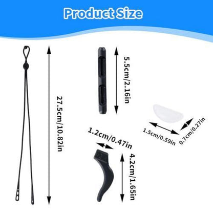 Brillen Zubehör Set: Ohrbügel, Nasenpads & verstellbare Bänder