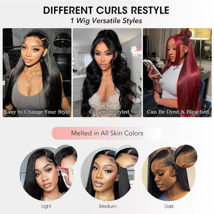 Echthaar Perücke 13x6 Lace Front Gerade 20 Zoll (50cm) Schwarz