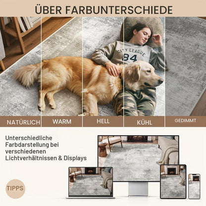 Moderner Waschbarer Teppich Grau 160x230 cm – Wohnzimmer & Schlafzimmer