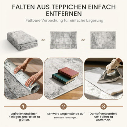 Moderner Waschbarer Teppich Grau 160x230 cm – Wohnzimmer & Schlafzimmer