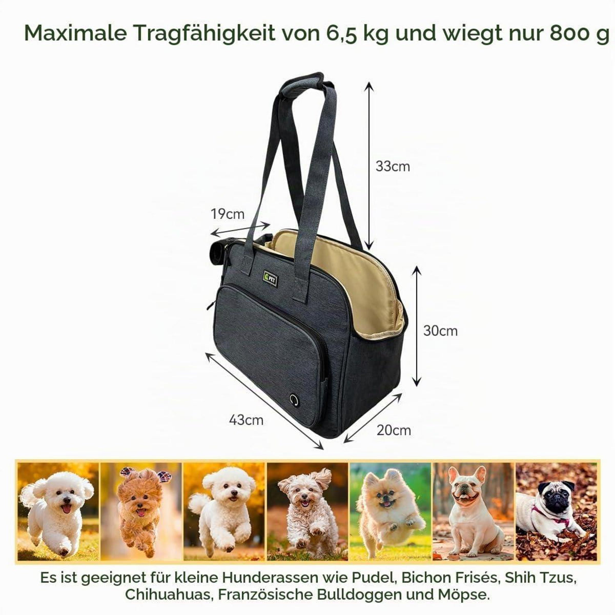 Hundetransporttasche Dunkelblau für kleine Hunde & Katzen