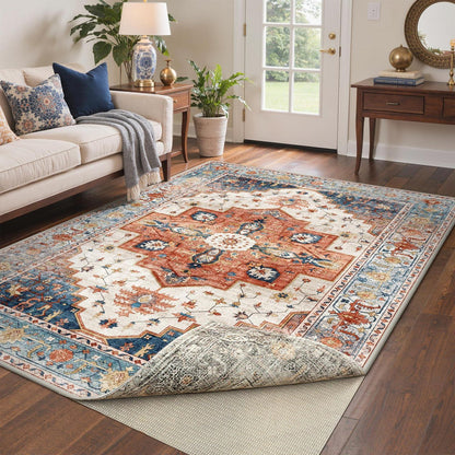 Vintage Teppich 160x230cm – Waschbar & Rutschfest für Wohnzimmer