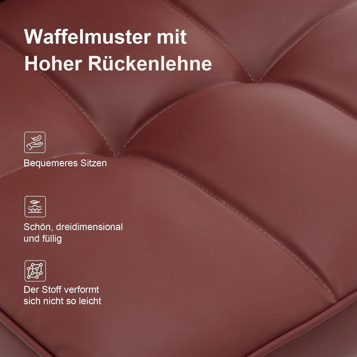Esszimmerstühle Set 2x, Burgunderrot, Bequem & Stabil in Lederoptik