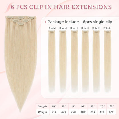 Echthaar Clip-in Extensions Platinumblond 50cm