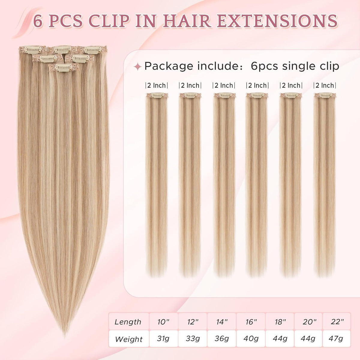 Echthaar Clip-in Extensions – 50 cm, #12p613
