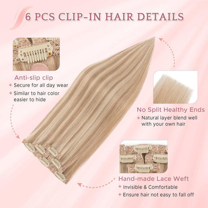 Echthaar Clip-in Extensions – 50 cm, #12p613