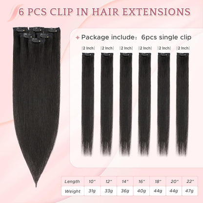 Echthaar Clip-in Extensions – Naturschwarz 35cm