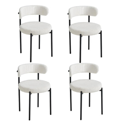 4er Set Esszimmerstühle Cordbezug Weiß – Modern & Komfortabel