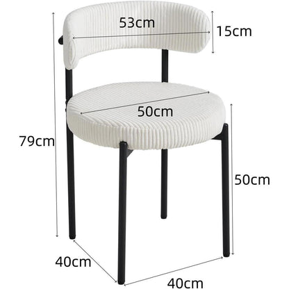 4er Set Esszimmerstühle Cordbezug Weiß – Modern & Komfortabel
