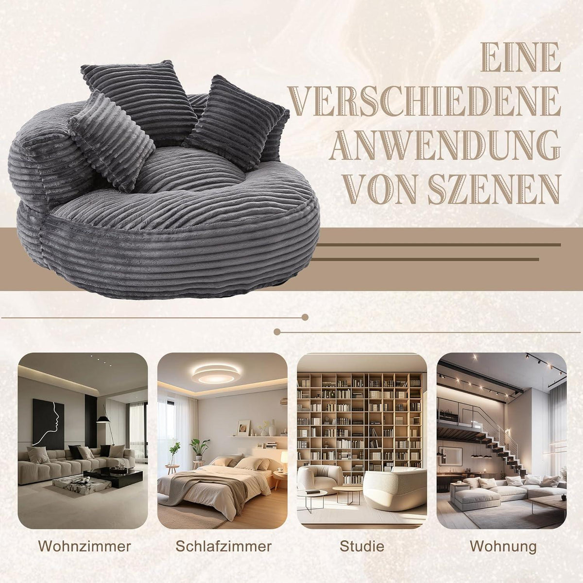 Boneless Lounger Sitzsack Sofa | Bequemes Lazy Sofa mit Kissen