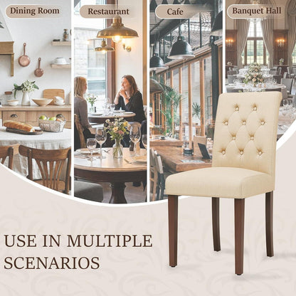 Gepolsterte Esszimmerstühle im Chesterfield Stil (4er Set, Beige)