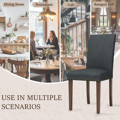 Esszimmerstühle 6er Set Dunkelgrau | Traditionell, Gepolstert & Robust
