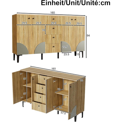 Moderner Holzschrank mit 4 Türen & Schubladen – Sideboard für Wohnzimmer